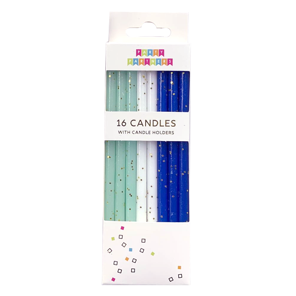 Candle Set - Blues Gold Glitter